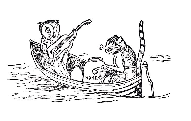 1870 Illustration of The Owl and the Pussycat by Edward Lear