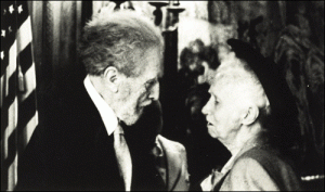 Ezra Pound and Marianne Moore in the late 1960s.