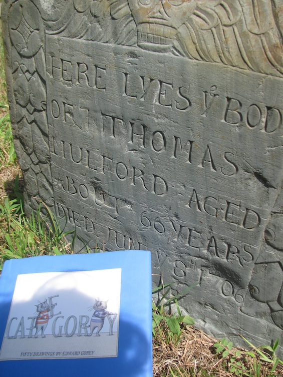 Edward Gorey Cats Visit Cape Cod 1706 grave in Cove Burying Grounds