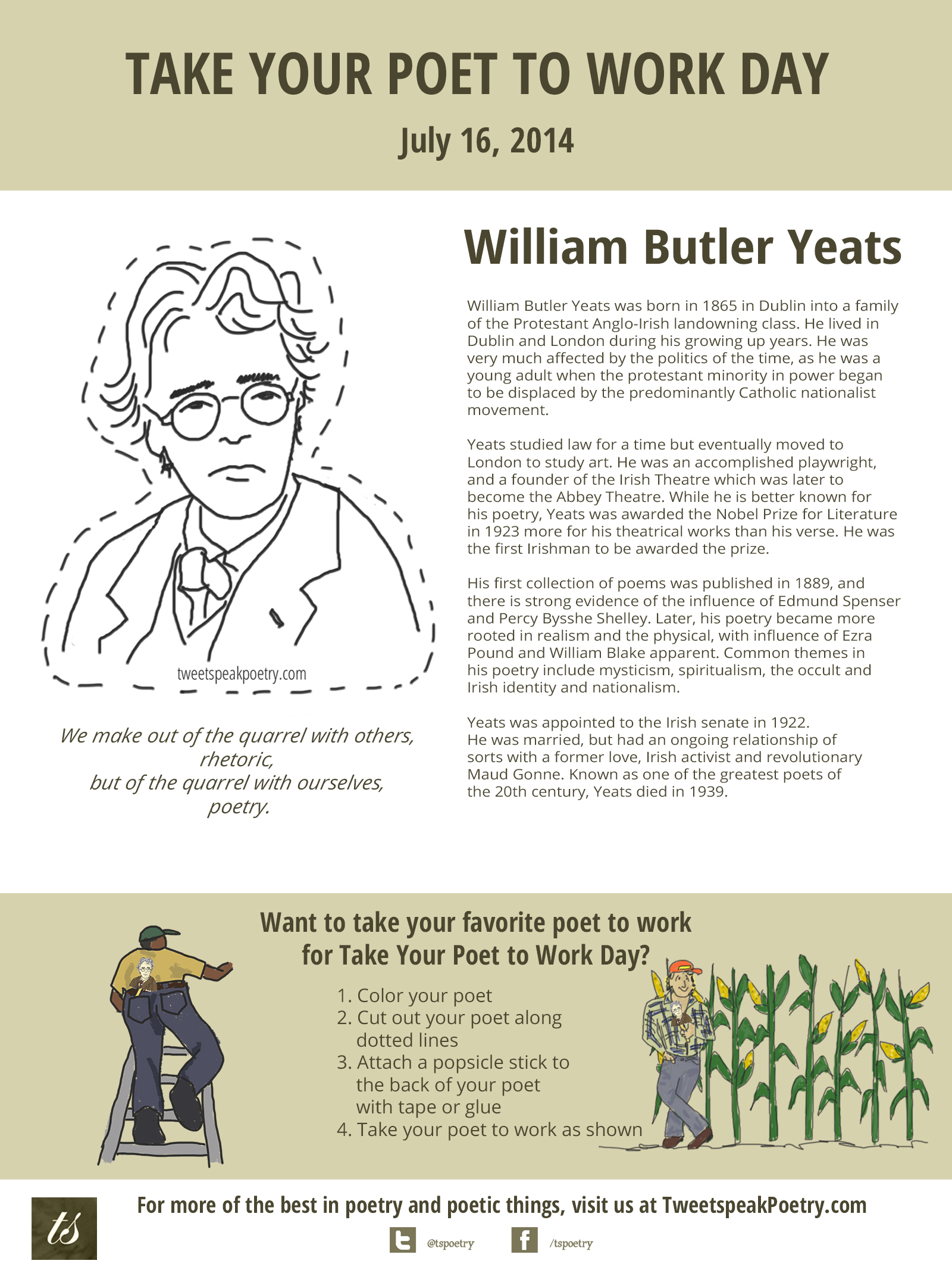 Take Your Poet To Work W B Yeats Tweetspeak Poetry