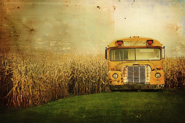 This One Doesn't Belong Photo Prompt Bus in Field