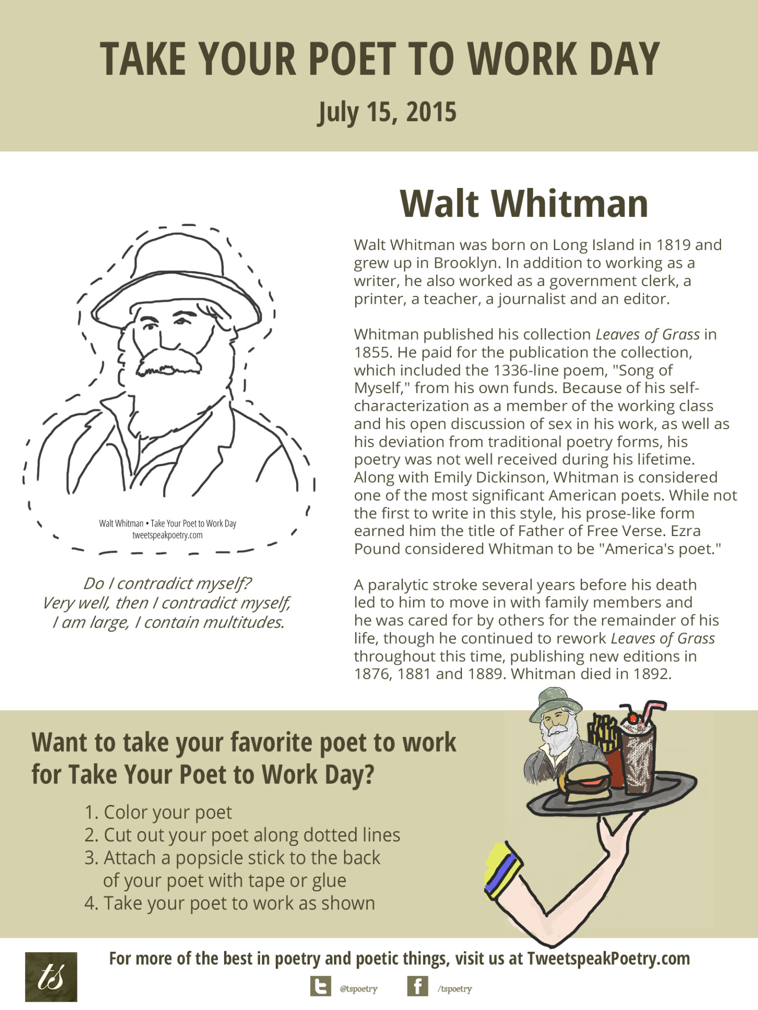 Take Your Poet to Work Day Walt Whitman - Tweetspeak Poetry