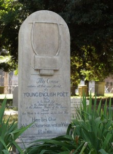 Keats' gravestone in Rome, via Wikimedia Commons