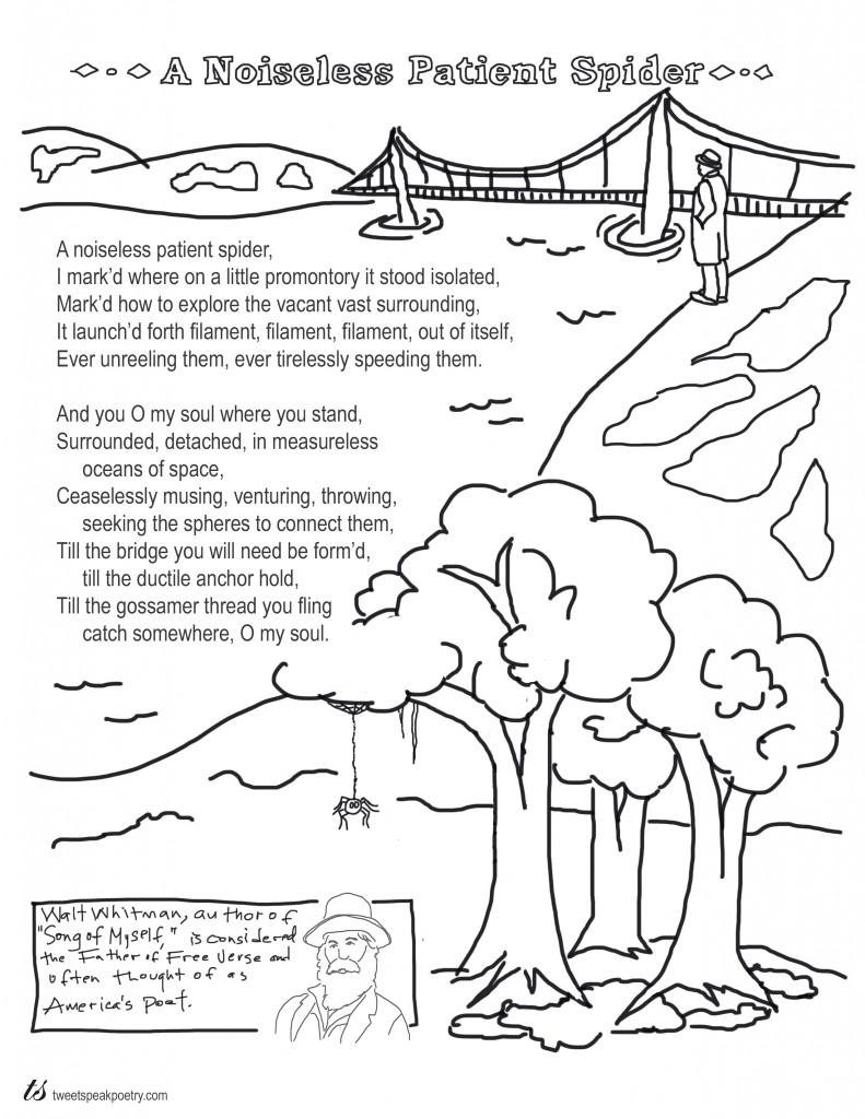 A Noiseless Patient Spider by Walt Whitman Coloring Page Poem