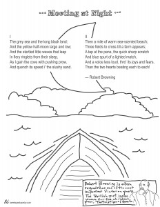 Meeting at Night by Robert Browning Coloring Page Poem