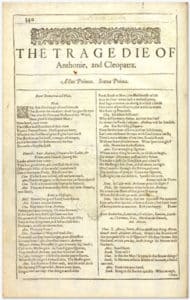 Antony and Cleopatra 1623 Shakespeare folio