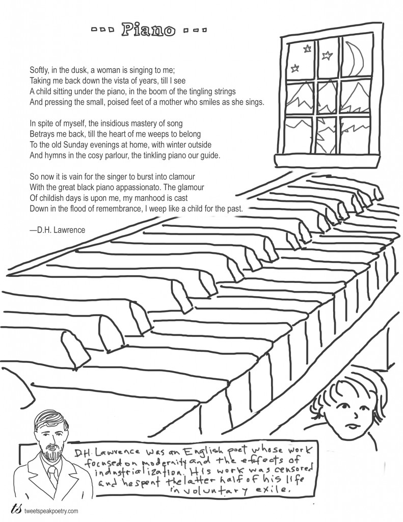 Piano by D.H. Lawrence Coloring Page Poem