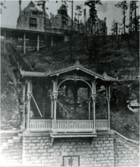 Gazebo with stairs to Crescent Hotel