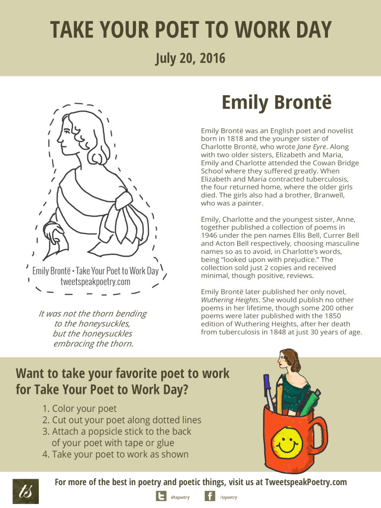 Take Your Poet to Work Day Printable - Emily Brontë