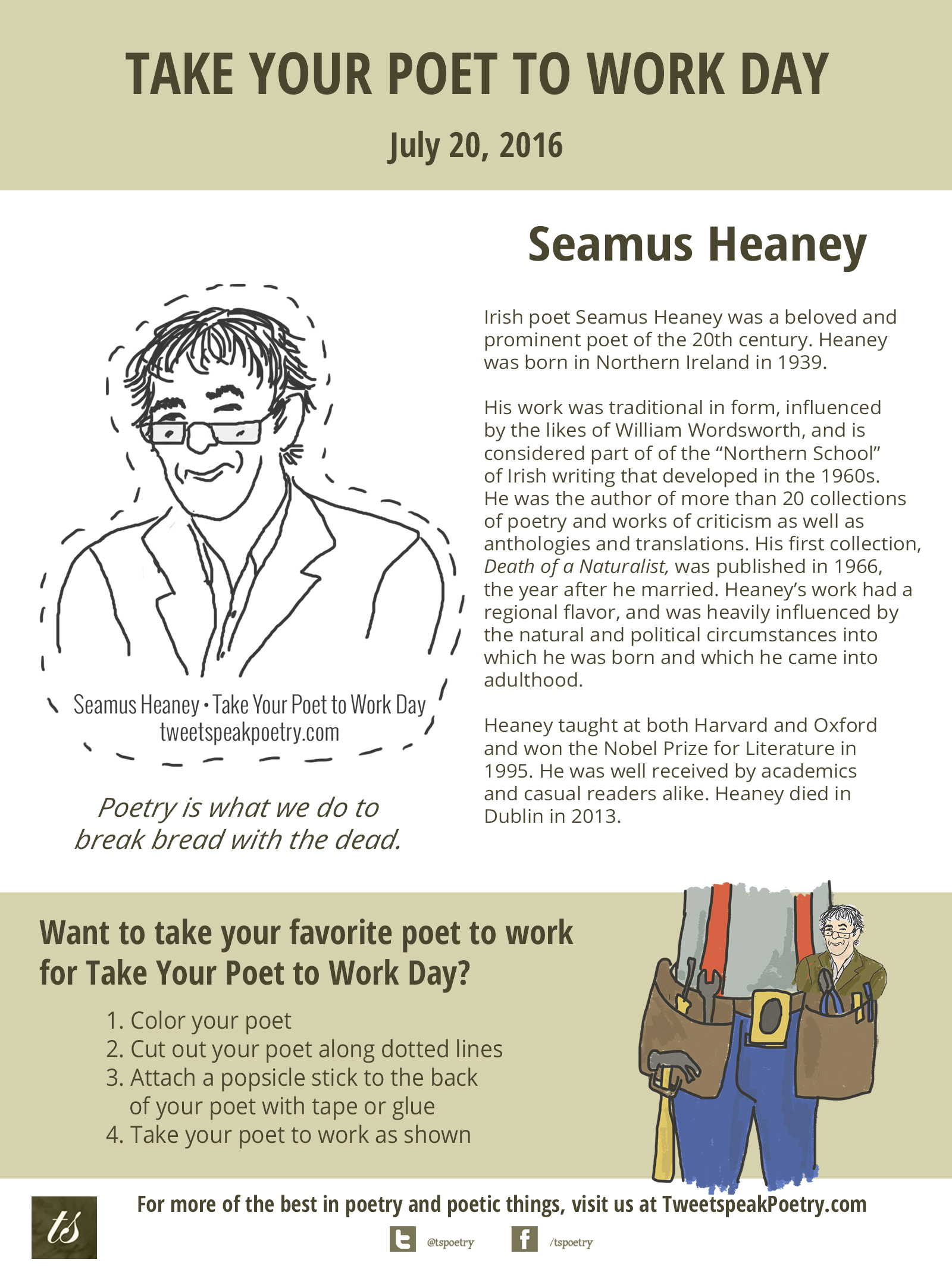 Take Your Poet to Work Day Printable Seamus Heaney