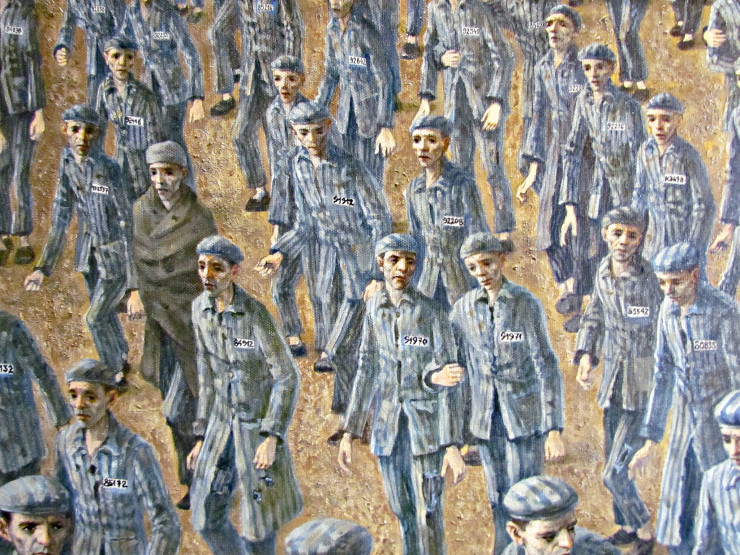 Painting of camp survivors at Holocaust Memorial Center