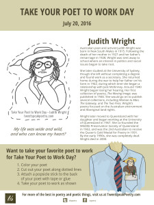 Take Your Poet to Work Day Printable - Judith Wright