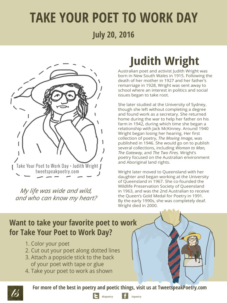 Take Your Poet to Work Day Printable - Judith Wright