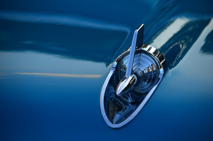 Poetry at Work Day wrapup - blue classic hood ornament
