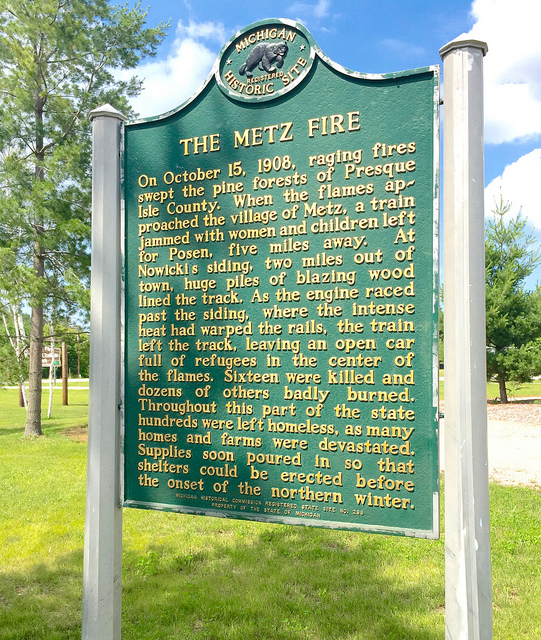 Metz Fire historical sign