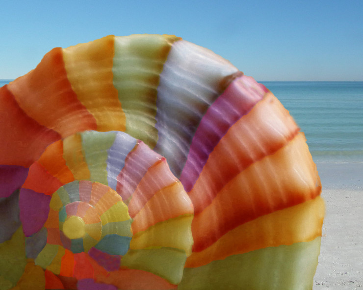 Random Acts of Poetry Day rainbow seashell