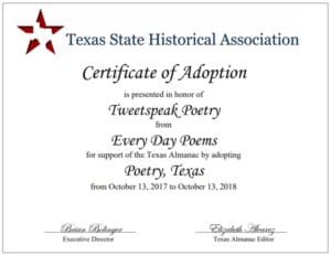 Poetry Texas Adoption Certificate