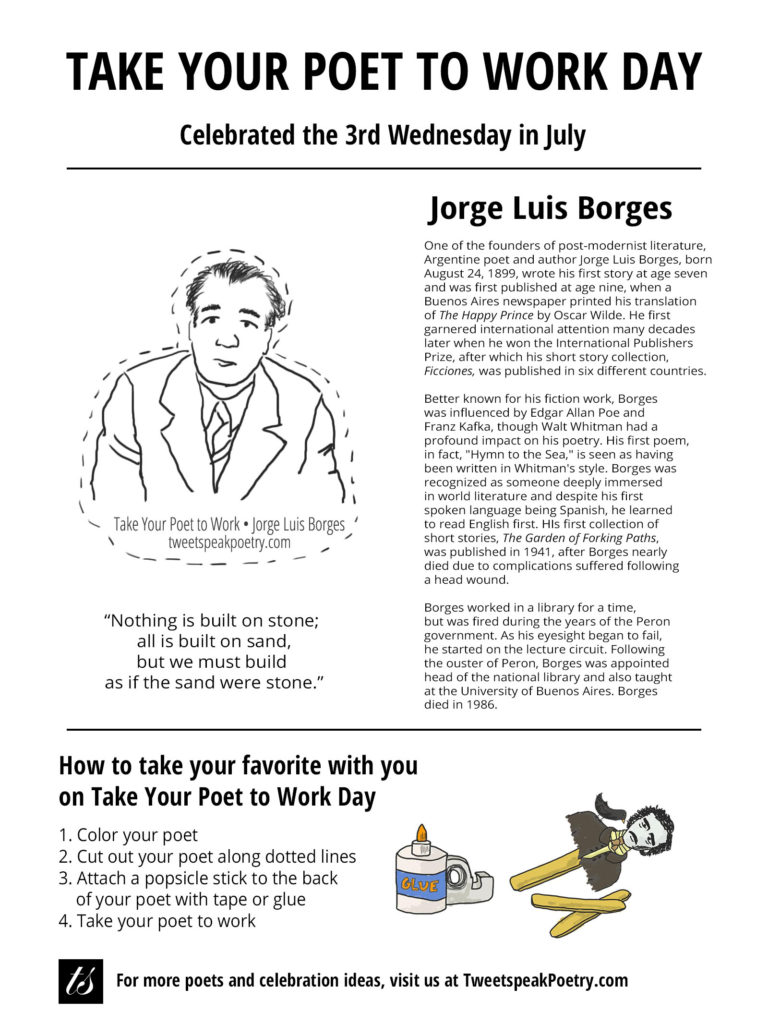 Jorge Luis Borges Take Your Poet to Work Day Printable