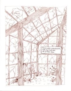 Greenhouse with thistles Yellow Wall-Paper Sara Barkat