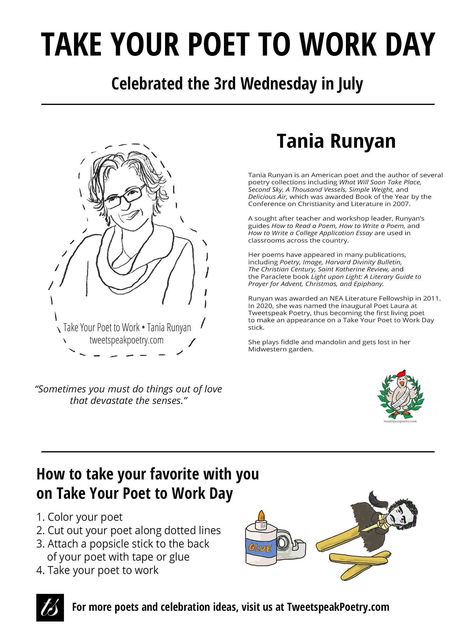 Tania Runyan Take Your Poet to Work Day Printable