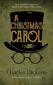 a christmas carol by charles dickens with a picture of top hat and glasses, probably belonging to Ebeneezer Scrooge