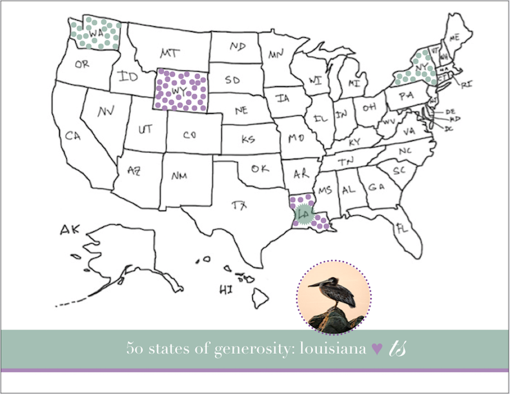 Louisiana Colored on United States Map
