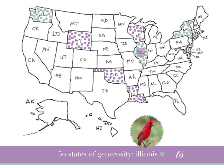 Illinois colored on United States U.S. map