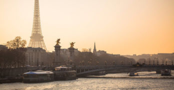 Sunset on Seine River Paris France