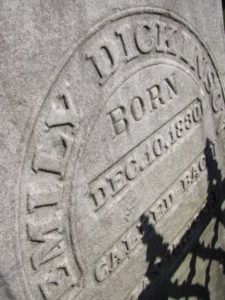 Emily Dickinson gravestone-"called back"