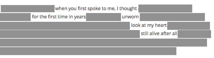 erasure poetry-when you first spoke to me