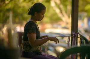 Indonesian woman weaving