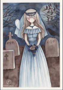 picture of a bride in a graveyard