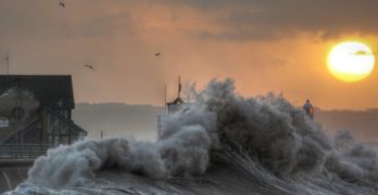 Porthcawl Wales high tide ocean