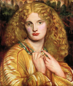 painting of a woman with flowing blonde hair