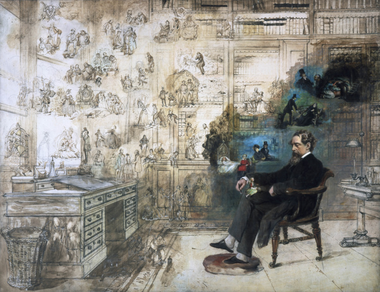 man sitting and dreaming with difference scenes to illustrate a dream poe