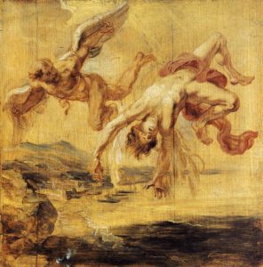 painting of icarus falling to his death
