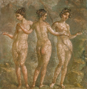 painting of the graces all looking different directions
