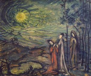 figures seen looking at a bright star