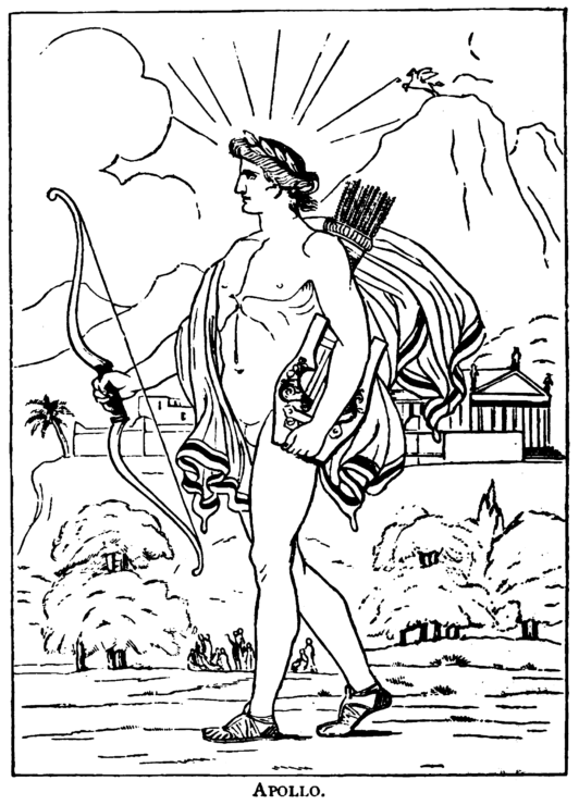drawing od apollo with his lyre walking 