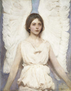 angel with brown hair and wings