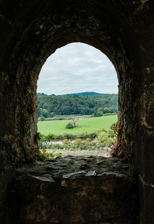 medieval window to field