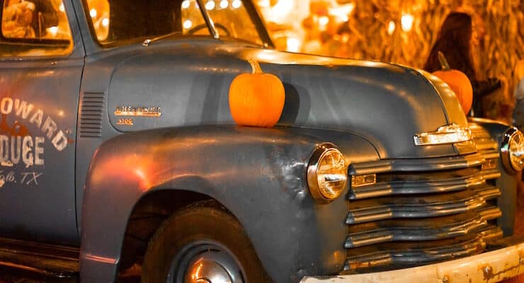 halloween comics car with pumpkins