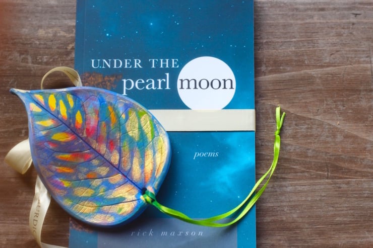 Under the Pearl Moon book on wood table