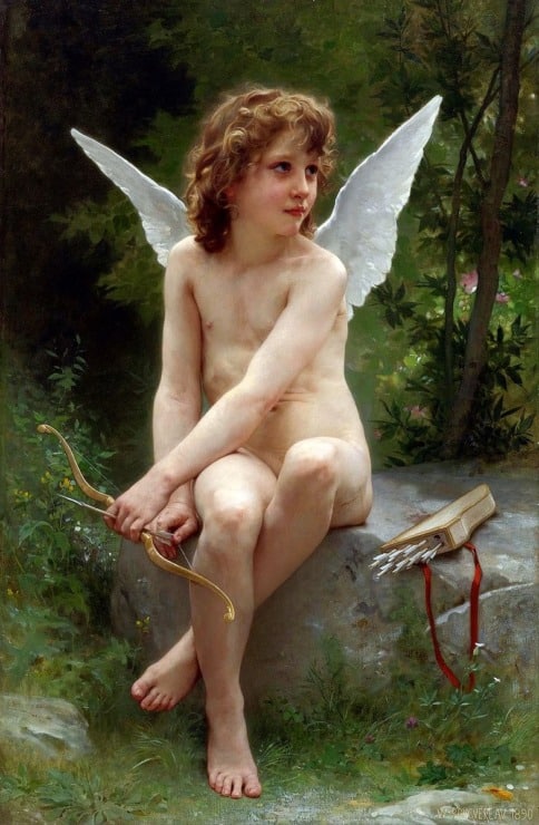 cupid sits waiting to shoot an arrow