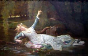 Ophelia in the water about to die