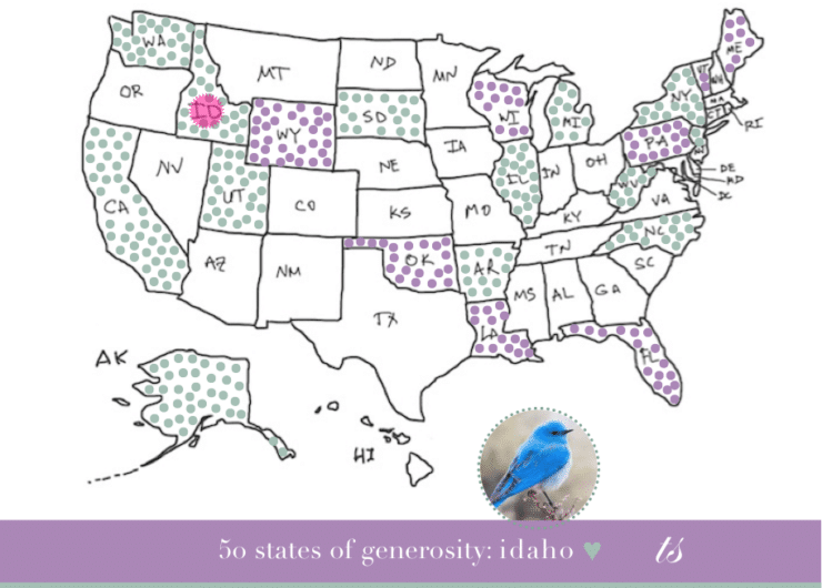 50 States of Generosity-Idaho on the US map